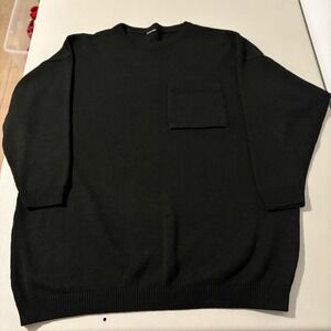 Black Crew Neck Long Sleeve Pocket Sweater Casual Oversized Comfort- no tag SZ L